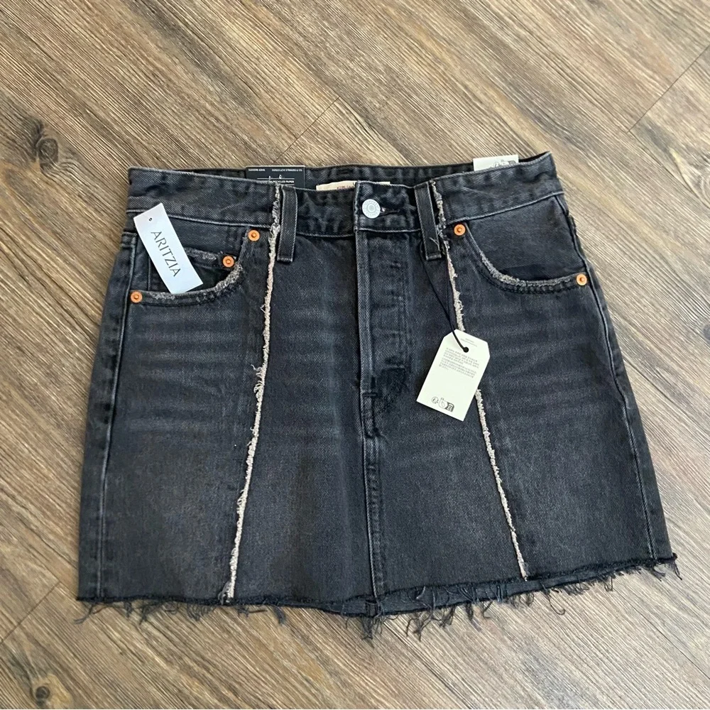 NWT Levis Recrafted Icon Black Button Fly Denim Skirt 26‎